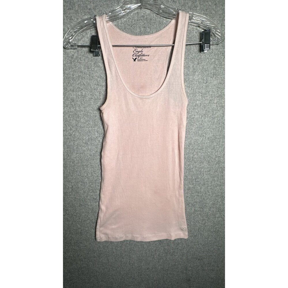 American Eagle Small Tank Top Light Pink Womens Shirt‎ Stretch Scoop Neck Ribbed
